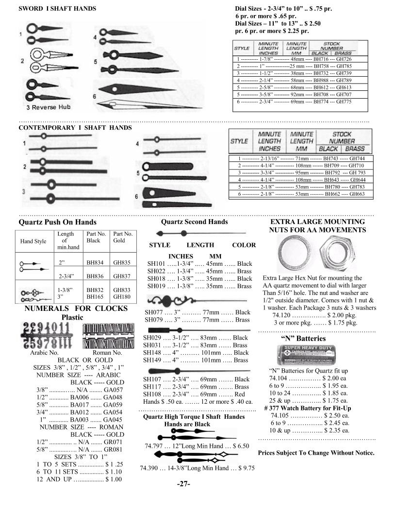 Mile Hi Clock Supplies